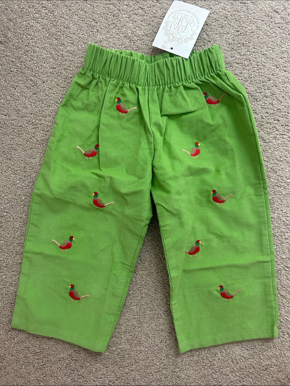NWT Beaufort Bonnet Company Green Corduroy Critter Princeton Pant